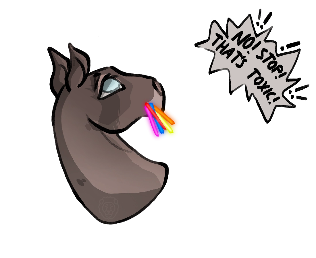 Click to view larger size Charls eating Glowsticks